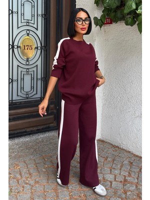 Lijuri Kenarları Çizgili Rahat Triko Takım 10217 R1-G-K1