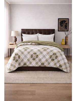 Sleep Garden Yatak Örtüsü/battaniye Yeşil Çizgili Peluş Çift Taraflı