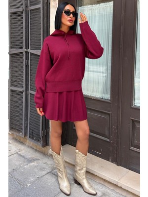 Lijuri Kapüşonlu ve Etekli Triko Takım 10224 R1-H-K1