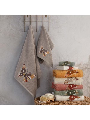 Maribor Collection Mariposa - %70 Bambu / % 30 Pamuk Nakışlı El Havlusu - 6'lı Set 50X90