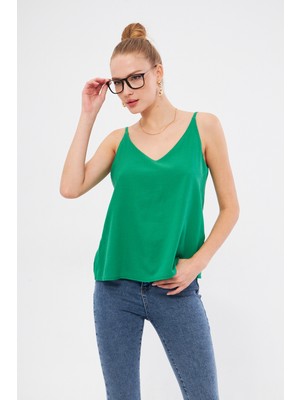 Armonika Kadın Yeşil Askılı Bluz ARM-17Y00005