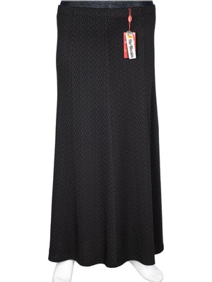 Hermevsim Hesna Kadın Efsun Kışlık Baskılı 8 Parça Lastikli Siyah Etek D03