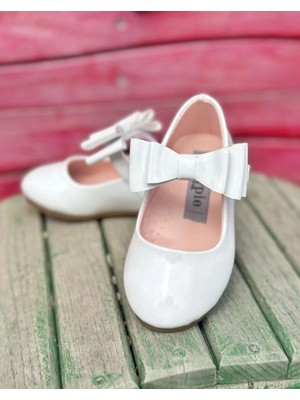 Surpie Shoes Fiyonk Detaylı Ortopedik Kız Çocuk Babet Suni Deri Düz Tabanlı