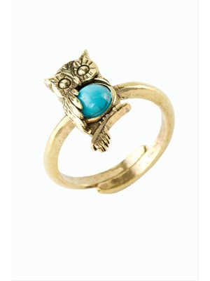 İlkyaz Fashion Baykuş Doğaltaşlı Otantik Yüzük