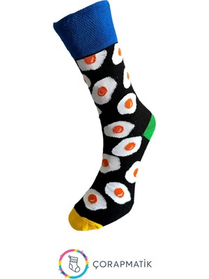 Çorapmatik Yumurta Desenli Renkli Soket Çorap