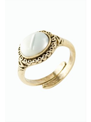 İlkyaz Fashion Oval Doğaltaşlı Otantik Yüzük