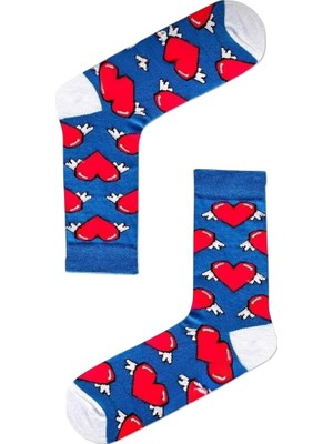 Çorapmatik Uçan Kalp Desenli Renkli Soket Çorap
