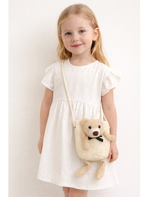 Selvira Ayıcık Detaylı Hasır Çocuk Omuz Çantası – Sevimli Tasarım Kız Çocuk Çantası