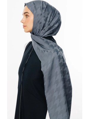 Azbey Kazayağı Desen Parlak Jakar Şal Füme