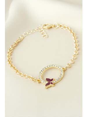 İlkyaz Fashion Kelebek Yuvarlak Taşlı Bileklik