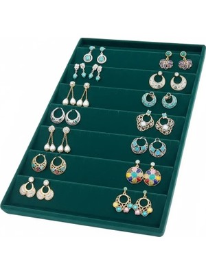 Megass Dekor Süet Kumaş Yeşil Renk 34/24 cm Dikine Küpe Standı