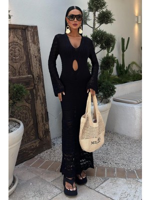 Lijuri Göbek Dekolteli Ajurlu Elbise 2835 R1-A-K5