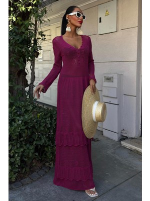 Lijuri Düğme Detaylı ve Kat Etekli Etnik Elbise 2859 R1-J-K4