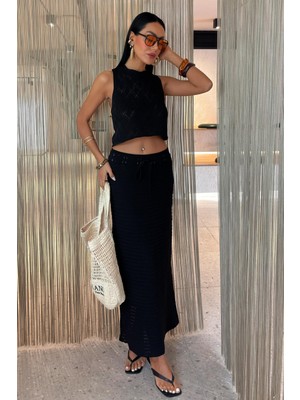 Lijuri Sırt Çapraz Detay Ajurlu Triko Takım 10097 R1-J-K5