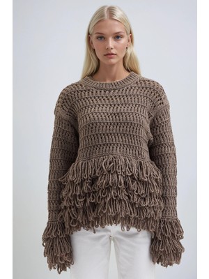 Lijuri Püskül Detaylı Örme Triko Kazak 1391