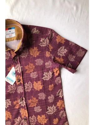 Leew Kids Büyük Kuru Yaprak Detaylı Kısa Kol Gömlek