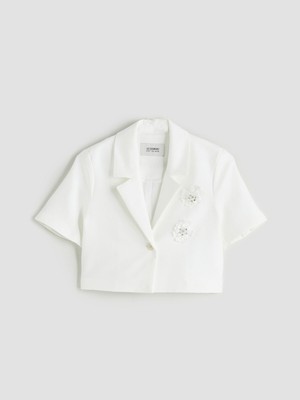 Lc Waikiki Yeni Sezon Çiçekli Kız Çocuk Crop Ceket