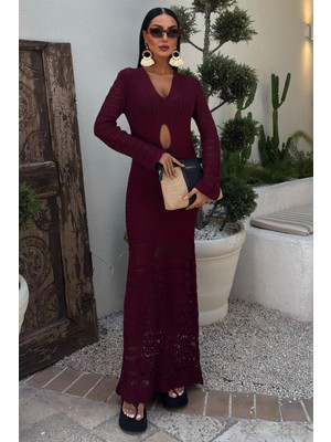 Lijuri Göbek Dekolteli Ajurlu Elbise 2835 R1-A-K5