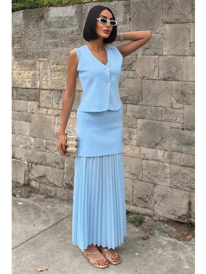 Lijuri Yelekli ve Pilise Etekli Triko Takım 10001 R2-D-K2