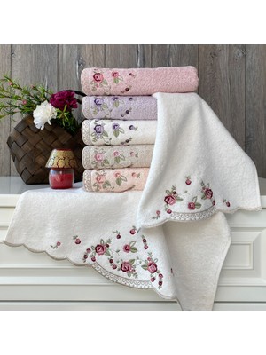Maribor Collection Taren - %70 Bambu / %30 Pamuk Nakışlı El Havlusu - 6'lı Set 50X90