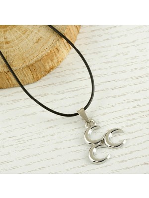 İlkyaz Fashion 3 Hilal Metal Vinlex Deri Kolye