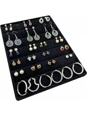 Megass Dekor Süet Kumaş Siyah Renk 34/24 cm Dikine Küpe Standı