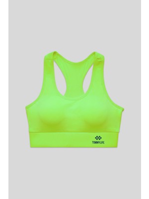Tommy Life Neon Sarı Sırt Detaylı Dar Kalıp U Yaka Kadın Spor Büstiyer - 97120