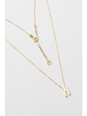 So CHIC My Story W Harfi 18 Ayar Sarı Altın Kaplama 45 Cm Gümüş Kolye