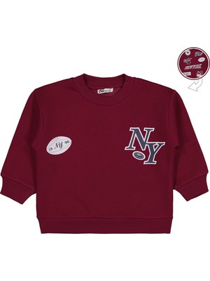 Civil Boys New York Baskılı 2-5 Yaş Sweatshirt - Bordo 5-6 Yaş