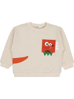 Civil Boys Cebi Surat Nakışlı 2-5 Yaş Sweatshirt - Bej 5-6 Yaş