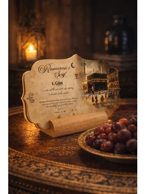 Msticker 30 Günlük Ramazan Takvimi – Ayet, Hadis ve Kıssalarla | Eskitme Tasarım | Masaüstü Ahşap Standlı