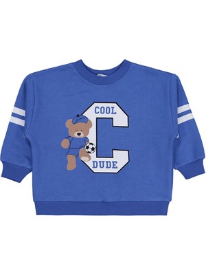 Civil Boys Cool Dude Baskı/nakışlı 2-5 Yaş Sweatshirt - Mavi 4-5 Yaş