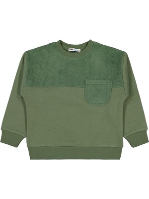 Civil Boys Peluş Garnili 6-9 Yaş Sweatshirt - Haki 8-9 Yaş