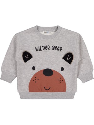 Civil Boys Bear Baskı-Nakışlı 2-5 Yaş Sweatshirt - Gri 3-4 Yaş