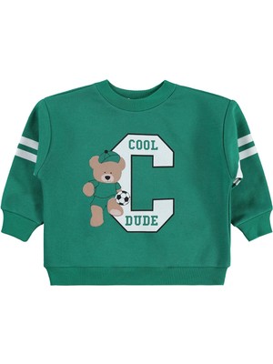 Civil Boys Cool Dude Baskı/nakışlı 2-5 Yaş Sweatshirt - Yeşil 5-6 Yaş