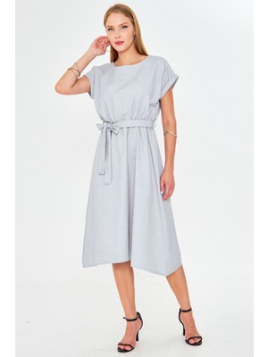 Armonika Kadın Beli Lastikli Bağlamalı Elbise ARM-18Y001133