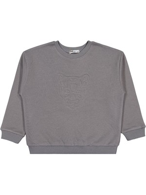 Civil Boys Aslan Nakışlı 6-9 Yaş Sweatshirt - Gri 7-8 Yaş