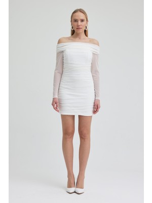 Lijuri Drapeli Madonna Yaka Mini Elbise 2933 R5-J-K5