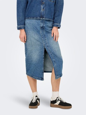 Only Onlenya Front Slıt Mıd Skırt MB Dnm Kadın Medium Blue Denim Etek - 15326839