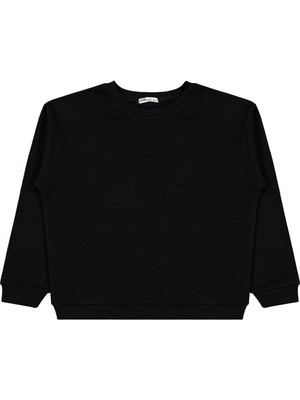 Civil Boys Ayı  Nakışlı 10-13 Yaş Sweatshirt - Siyah 12-13 Yaş