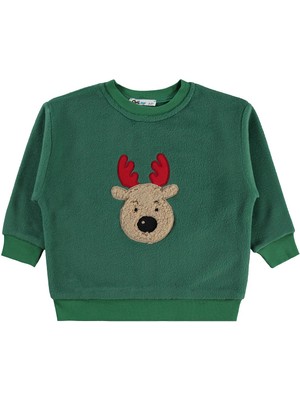 Civil Boys Geyik Nakışlı 2-5 Yaş Sweatshirt - Yeşil 2-3 Yaş