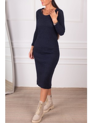 Armonika Kadın Lacivert Uzun Kaşkorse Elbise ARM-24K001028