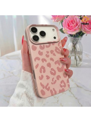 Fibaks iPhone 17 Pro Max Kılıf Pembe Leopar Desenli Kamera Lens Korumalı Yumuşak Soft Silikon Kapak