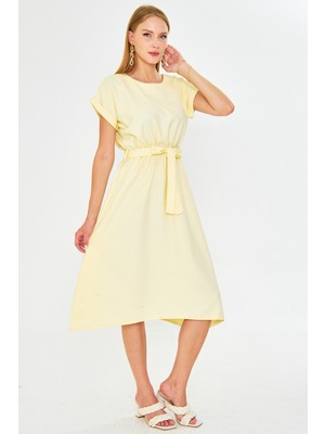 Armonika Kadın Beli Lastikli Bağlamalı Elbise ARM-18Y001133