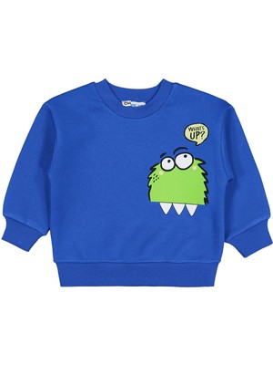 Civil Boys Monster Basklı 2-5 Yaş Sweatshirt - Mavi 3-4 Yaş