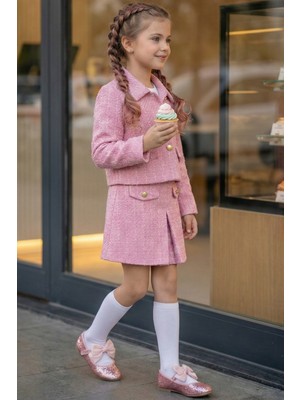 Parla Kids Kız Çocuk Ekru Uzun Kollu Bisiklet Yaka Fisto Detaylı 23 Nisan Gösteri Kıyafeti Body Bluz