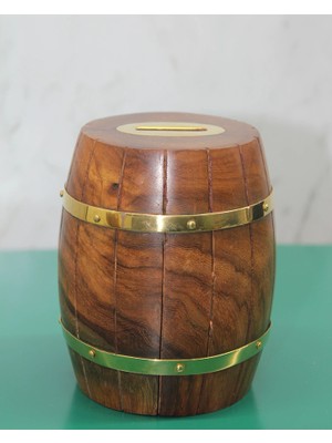 İlkyaz Fashion Pirinç Detaylı Fıçı Kumbara Model 4 ILKYZ-KRGRS34