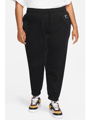 Nike Air Plus Mid Rise Piping Detail Joggers Alligator Fleece Kadın Eşofman Altı Siyah