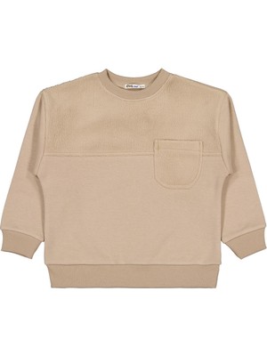 Civil Boys Peluş Garnili 6-9 Yaş Sweatshirt - Kahverengi 8-9 Yaş
