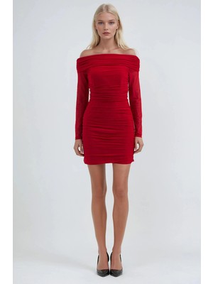 Lijuri Drapeli Madonna Yaka Mini Elbise 2933 R5-J-K5